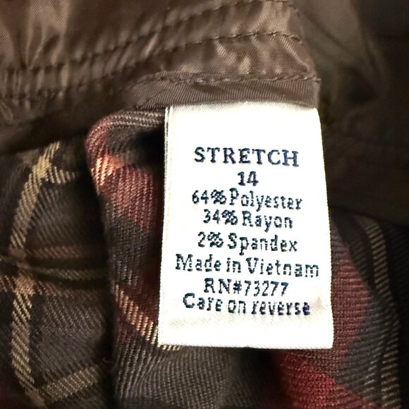 Croft & Barrow Women's Skirt Sz 14 Black Red Plaid Fringe Toggle Stretch Vintage - Picture 7 of 9